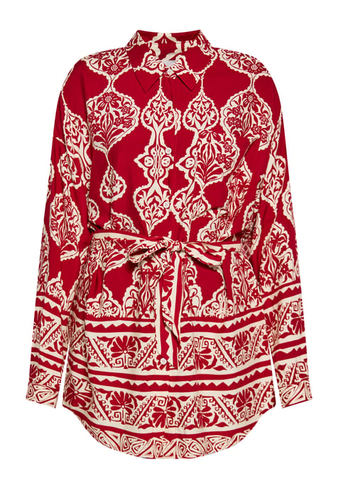 usha Bluse Damen dunkelrot Creme - Image 1