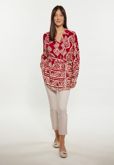 usha Bluse Damen dunkelrot Creme - Image 2
