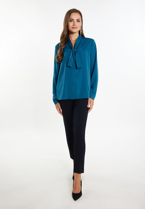 Faina Schluppenbluse Damen Smaragd Blau - Image 2