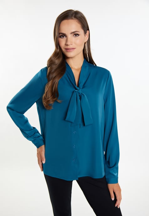 Faina Schluppenbluse Damen Smaragd Blau - Image 3
