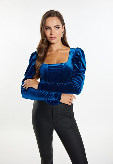 Faina Bluse Damen Smaragd Blau - Image 3
