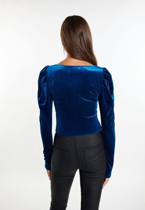 Faina Bluse Damen Smaragd Blau - Image 4