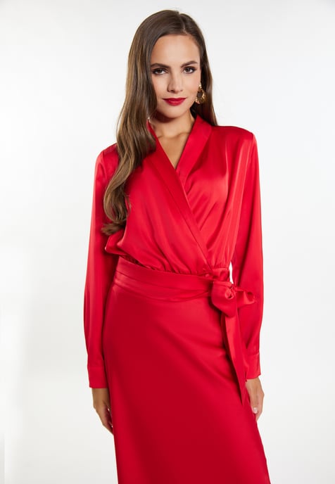 Faina Wickelbluse aus Satin Damen verrotten - Image 3
