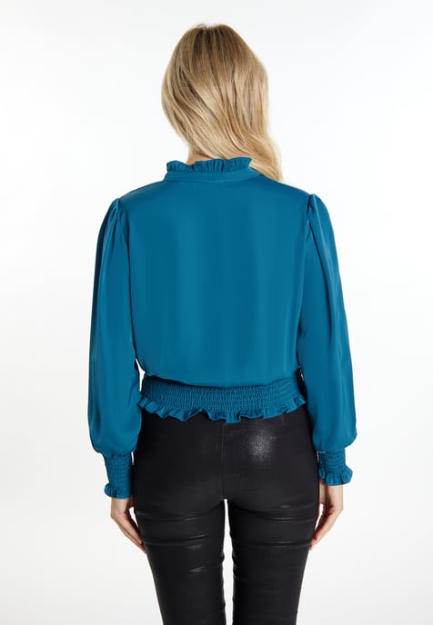 Faina Bluse Damen Smaragd Blau - Image 4