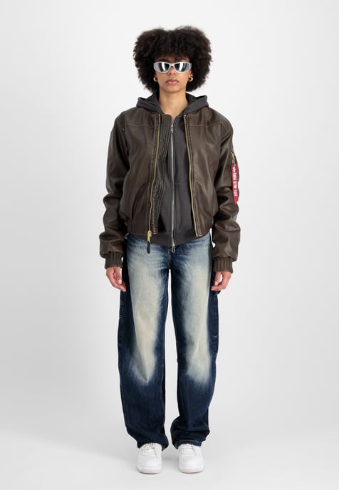MA-1 Faux Leather Vintage Bomber Jacket Women - Image 2