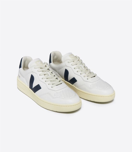 Veja V-90 Leder Damen Weiß/Navy Turnschuhe - Image 2