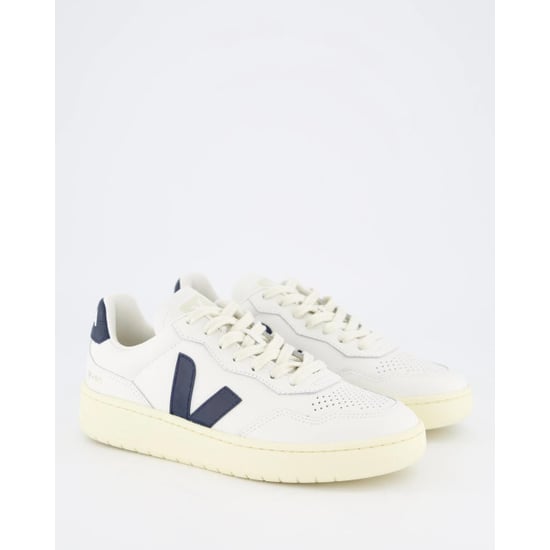 Veja V-90 Leder Damen Weiß/Navy Turnschuhe - Image 4