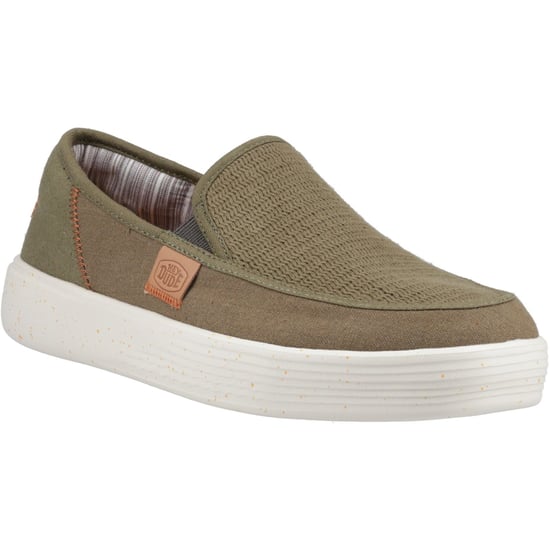 HEYDUDE Sunapee Küstenlinie Baumwollmischung Herren Olive Loafers - Image 1