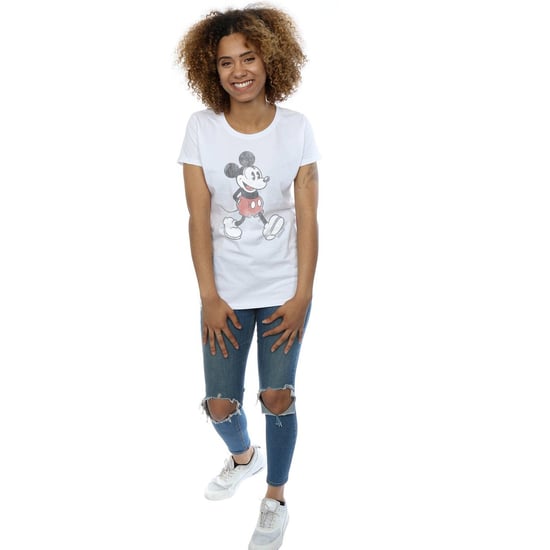 Disney Damen/Damen Walking Mickey Mouse T-Shirt aus Baumwolle (Weiß) - Image 6