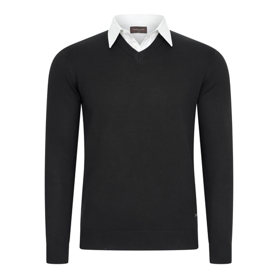 Cappuccino Italia Mock-Pullover für Herren. Der Pullover besteht aus 50% Baumwolle und 50% Polyester und hat eine normale Passform. Der Pullover hat einen Hemdkragen, der an den Pullover angenäht ist. Marke: Cappuccino ItaliaModellname: Mock Pullover (mi - Image 1