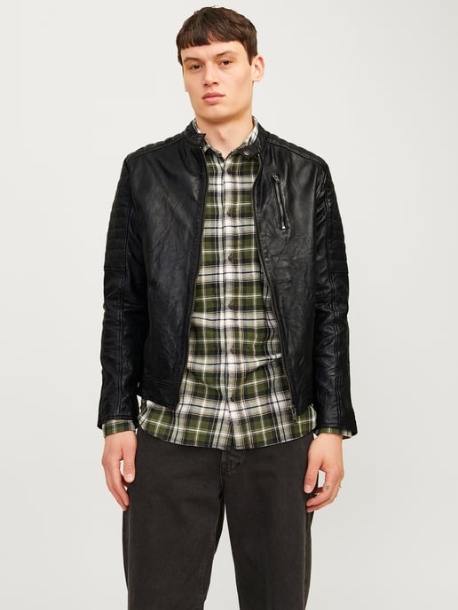 Richard Leather Jacket von Jack & Jones in der farbe Schwarz. - Image 2