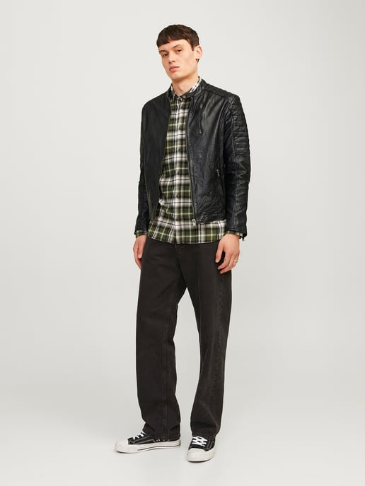 Richard Leather Jacket von Jack & Jones in der farbe Schwarz. - Image 3