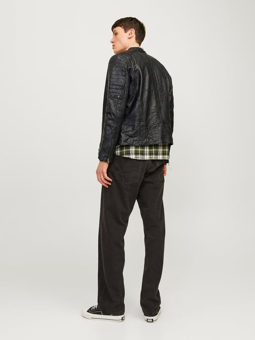 Richard Leather Jacket von Jack & Jones in der farbe Schwarz. - Image 4