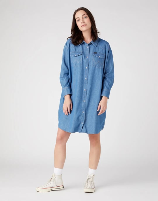 Wrangler - DENIM SHIRT DRESS MID INDIGO - Image 3