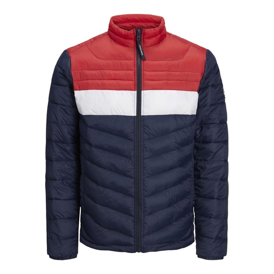 Herrenjacke der Marke Jack & Jones. Die Jacke ist aus hochwertigem Polyester gefertigt. Marke: Jack & JonesModellname: Hero Puffer CollarKategorie: Herrenmantel WinterMaterialien: PolyesterFarben: blau, weiß, rot - Image 1