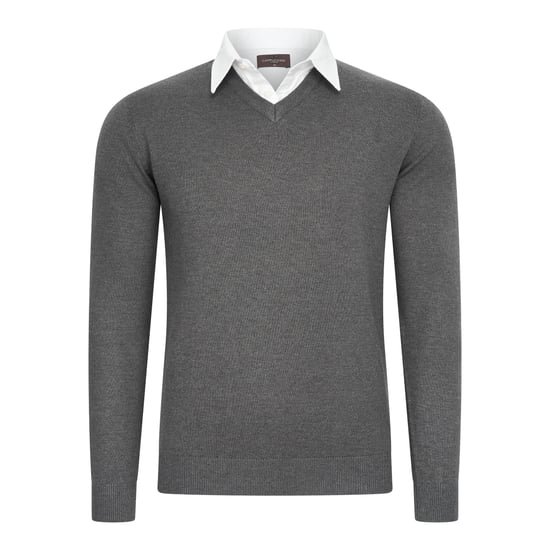 Cappuccino Italia Mock-Pullover für Herren. Der Pullover besteht aus 50% Baumwolle und 50% Polyester und hat eine normale Passform. Der Pullover hat einen Hemdkragen, der an den Pullover angenäht ist. Marke: Cappuccino ItaliaModellname: Mock Pullover (mi - Image 1