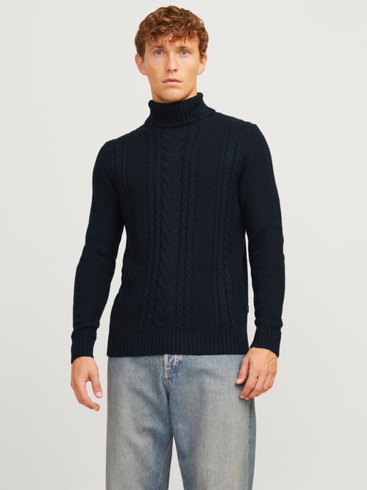 Herrenpulli der Marke Jack & Jones. Der Pullover ist aus hochwertiger Baumwolle und Polyester gefertigt. Die feine Mischung dieser Materialien sorgt für einen herrlich warmen Tragekomfort. Marke: Jack & JonesModellname: Craig Knit Roll NeckKategorie: Her - Image 2