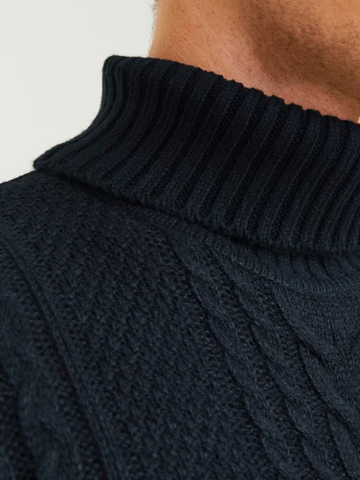 Herrenpulli der Marke Jack & Jones. Der Pullover ist aus hochwertiger Baumwolle und Polyester gefertigt. Die feine Mischung dieser Materialien sorgt für einen herrlich warmen Tragekomfort. Marke: Jack & JonesModellname: Craig Knit Roll NeckKategorie: Her - Image 4