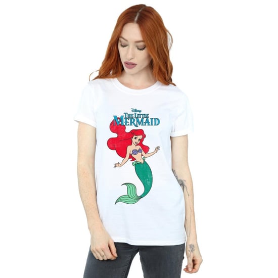 Disney Damen/Damen Die kleine Meerjungfrau Linie Ariel Baumwolle Boyfriend T-Shirt (Weiß) - Image 3