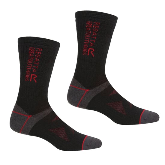 Regatta Unisex Erwachsene Wolle Wandern Boot Socken (2er-Pack) (Schwarz/Dunkelrot) - Image 1