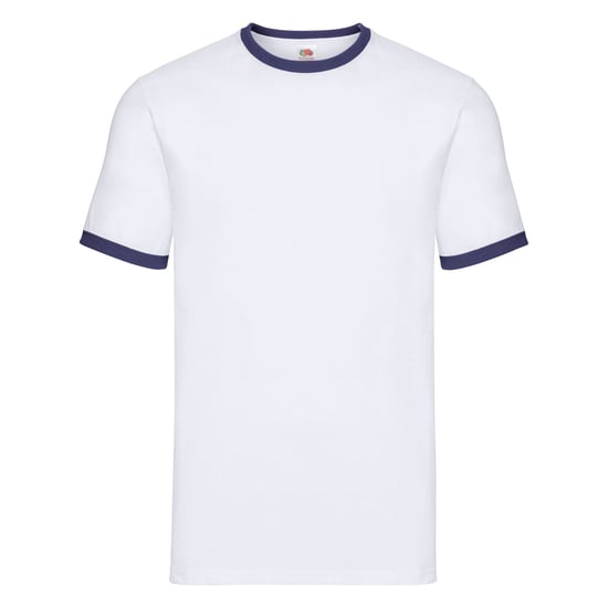 Fruit of the Loom - "Ringer 160" T-Shirt für Herren (Weiß/Marineblau) - Image 1