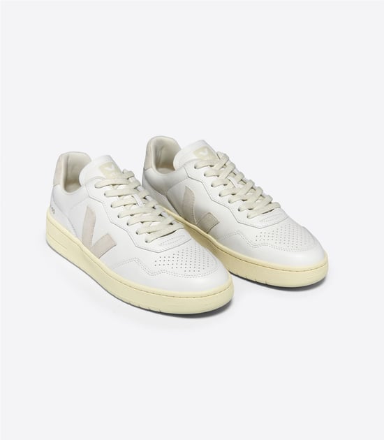 Veja V-90 Leder Damen Weiß/Natural Turnschuhe - Image 2