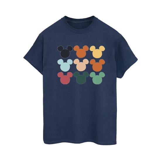 Disney Damen/Damen Micky Maus Köpfe Quadrat Baumwolle Boyfriend T-Shirt (Marineblau) - Image 1