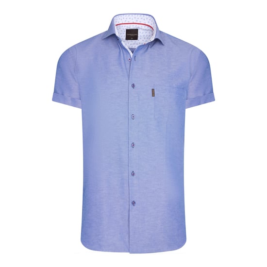Cappuccino Italia Kurzarmbluse für Herren. Die Bluse ist aus 100% Baumwolle und hat eine normale Passform. Marke: Cappuccino ItaliaModellname: Kurzarmbluse UniKategorie: HerrenMaterialien: BaumwolleFarbe: blau, weiß - Image 1