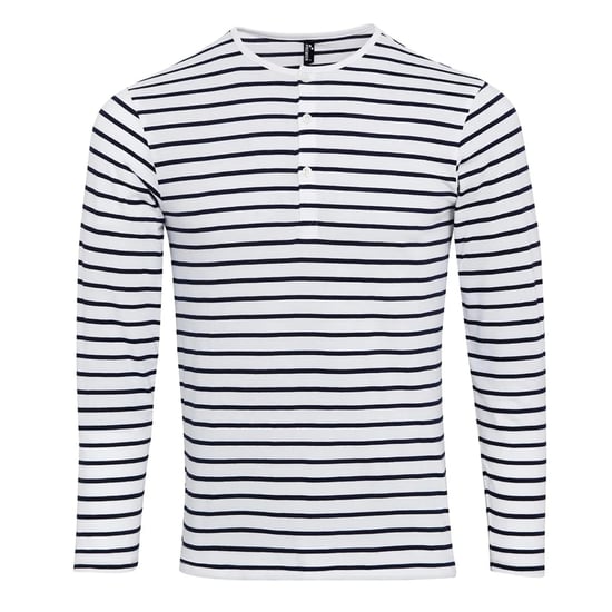 Premier - "Long John" T-Shirt Krempelärmel für Herren (Weiß/Marineblau) - Image 1