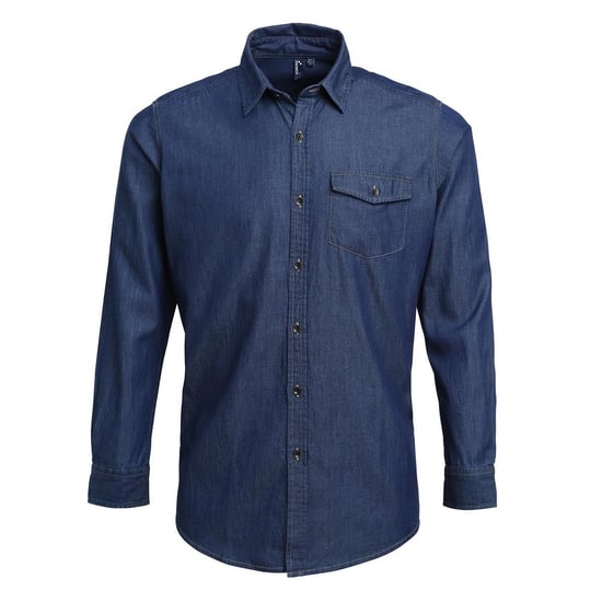 Premier - Hemd Jeans Style Naht für Herren (Indigo-Jeansblau) - Image 1