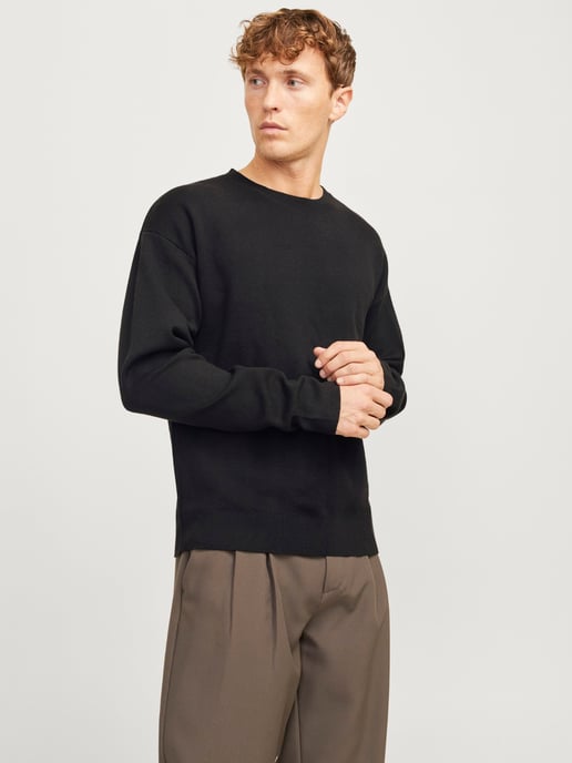 Jack & Jones Sweatshirt Bradfort Strick Rundhals Schwarz - Image 2