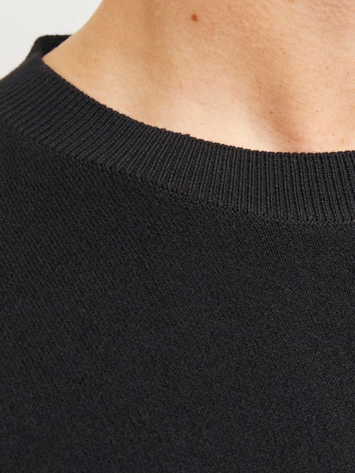 Jack & Jones Sweatshirt Bradfort Strick Rundhals Schwarz - Image 4