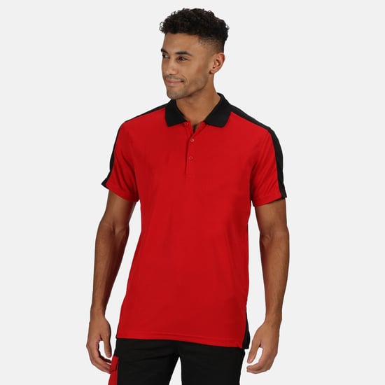 Regatta Mens Contrast Coolweave Polo Shirt (Klassisch Rot/Schwarz) - Image 2