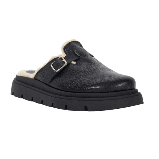 Dune London Damen/Damen Gene Leder Faux Shearling gefüttert Clogs (Schwarz) - Image 3