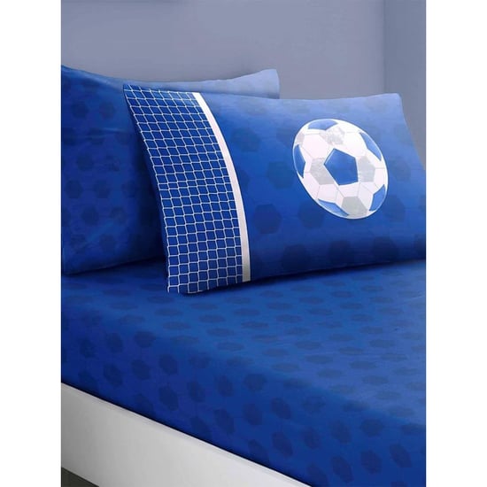 Floso - Spannbetttuch-Set, Fußball (Blau/Weiß) - Image 1