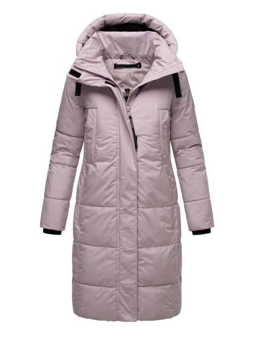 Marikoo Damen Steppjacke Laryaa – lang, warm & mit abnehmbarer Kapuze - Image 1
