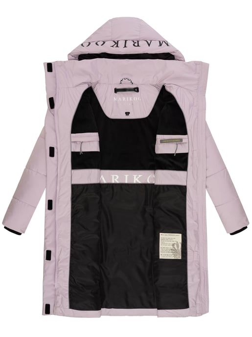 Marikoo Damen Steppjacke Laryaa – lang, warm & mit abnehmbarer Kapuze - Image 5