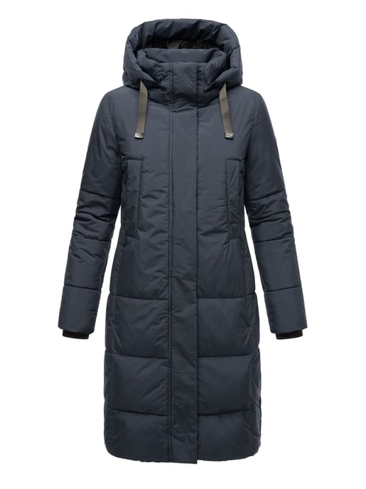 Marikoo Damen Steppjacke Laryaa – lang, warm & mit abnehmbarer Kapuze - Image 2