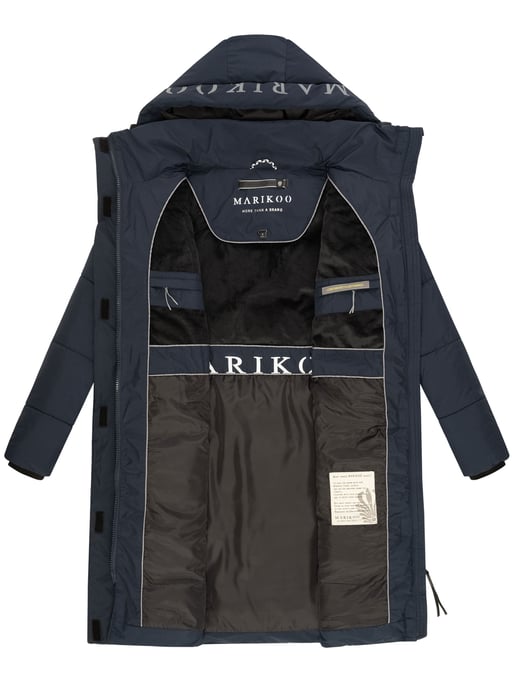 Marikoo Damen Steppjacke Laryaa – lang, warm & mit abnehmbarer Kapuze - Image 5