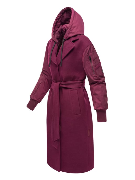 Marikoo Damen Wickelmantel mit Kapuze & Gürtel – Modell Tjadee - Image 2