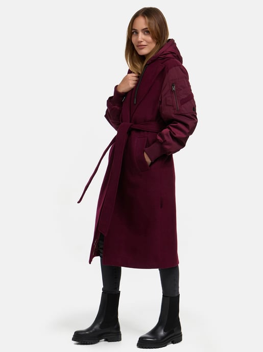 Marikoo Damen Wickelmantel mit Kapuze & Gürtel – Modell Tjadee - Image 6