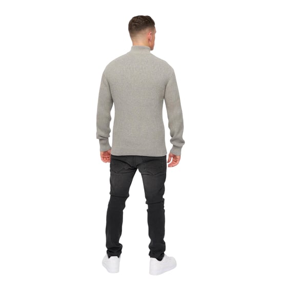Crosshatch - "Havaline" Pullover mit kurzem Reißverschluss für Herren (Grau meliert) - Image 2