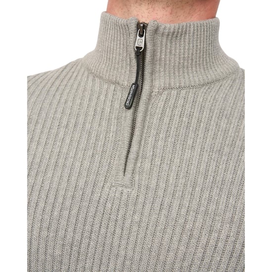 Crosshatch - "Havaline" Pullover mit kurzem Reißverschluss für Herren (Grau meliert) - Image 3