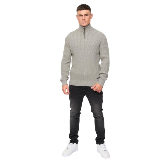 Crosshatch - "Havaline" Pullover mit kurzem Reißverschluss für Herren (Grau meliert) - Image 5
