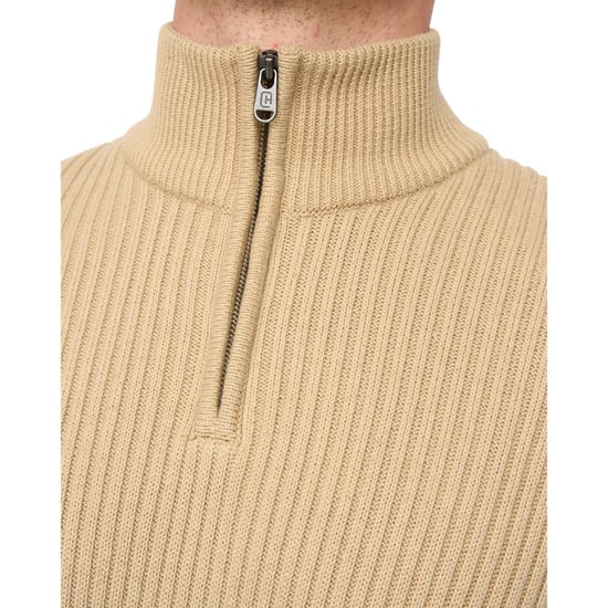 Crosshatch - "Havaline" Pullover mit kurzem Reißverschluss für Herren (Steinfarben) - Image 3