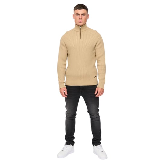 Crosshatch - "Havaline" Pullover mit kurzem Reißverschluss für Herren (Steinfarben) - Image 5