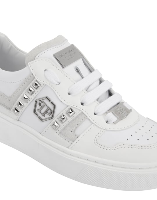 Mix Materials Low-Top Sneakers With Studs - Image 2