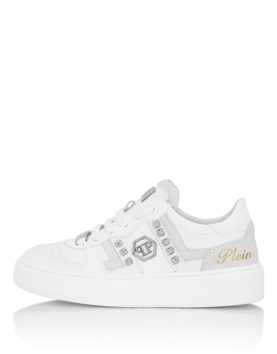 Mix Materials Low-Top Sneakers With Studs - Image 4