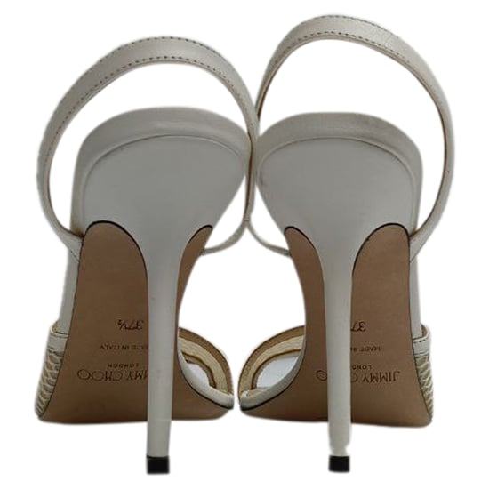 Jimmy Choo Slingback Sandalen mit Mesh-Akzenten aus weißem Leder - Image 2