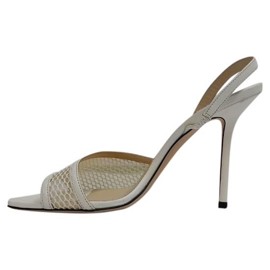 Jimmy Choo Slingback Sandalen mit Mesh-Akzenten aus weißem Leder - Image 4